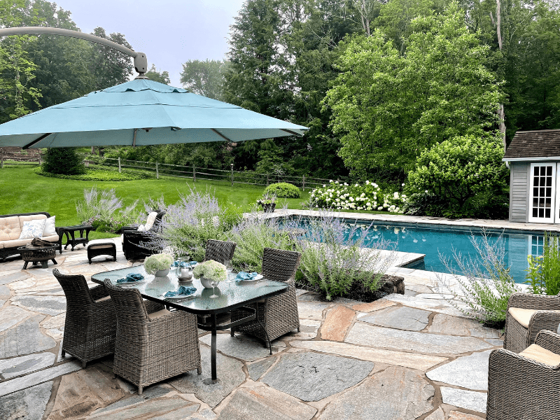 Poolside landscaping softens hardscapes